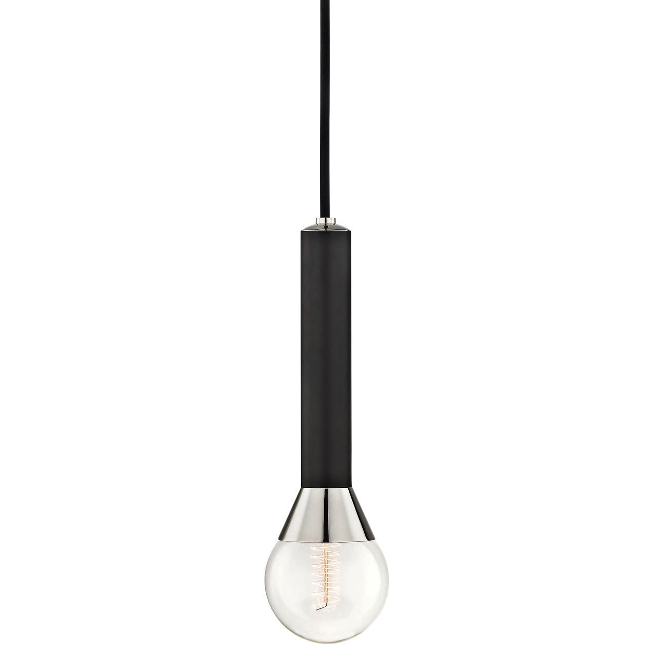 Mitzi Via 5" Wide Polished Nickel and Black Mini Pendant