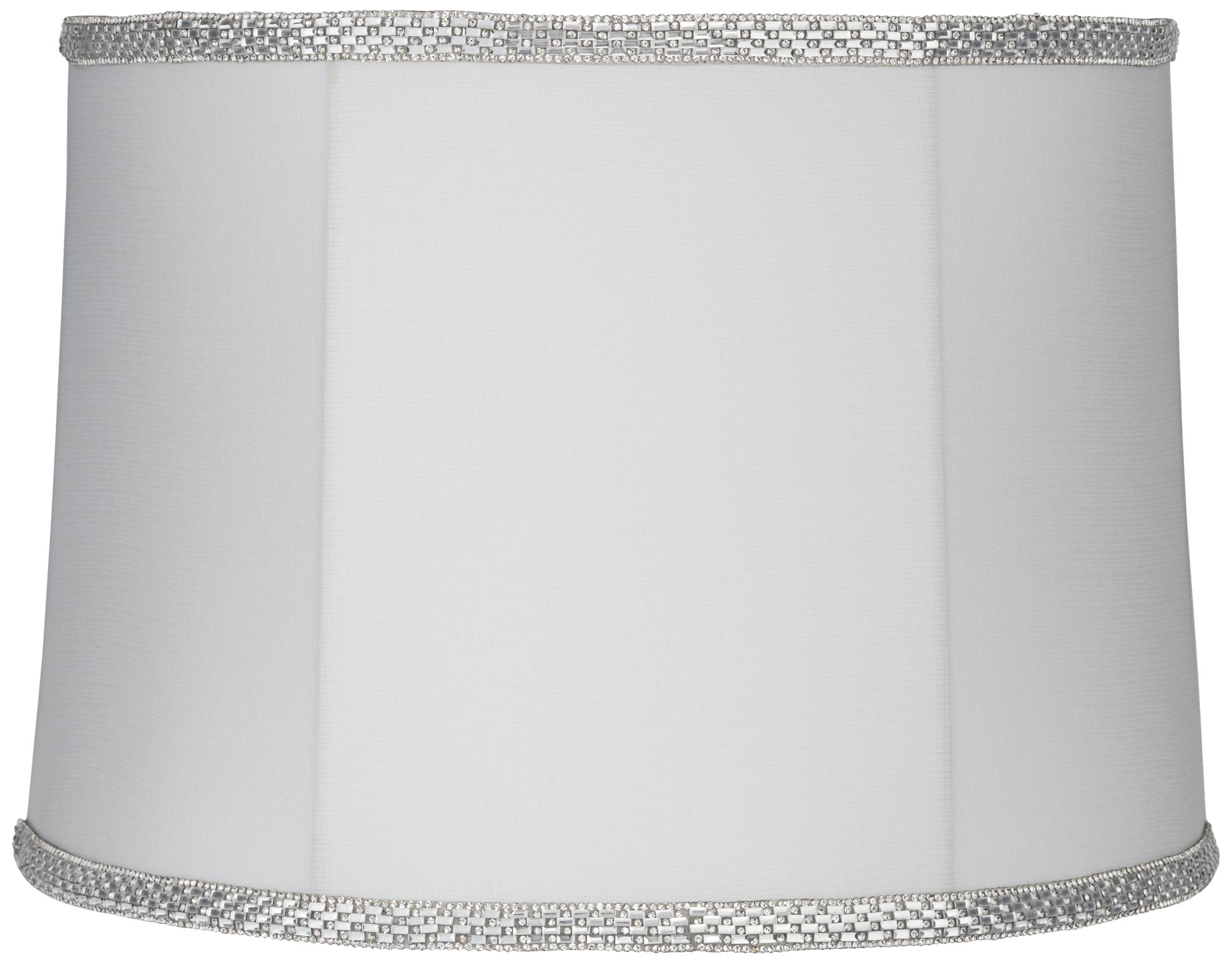 White with Rhinestone Trim Drum Lamp Shade 13x14x10 (Spider)