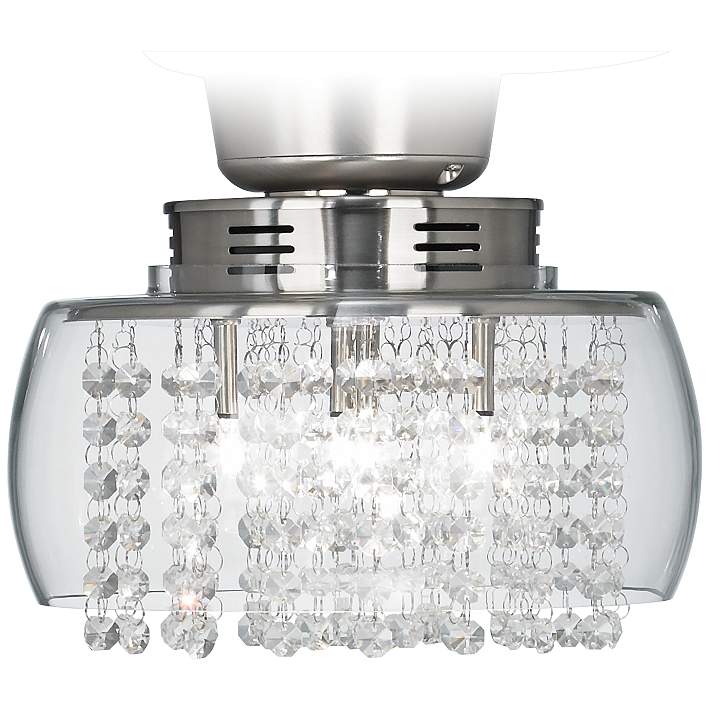 Crystal Rainfall Strands Clear Glass, Drum Shade Ceiling Fan Light Kit