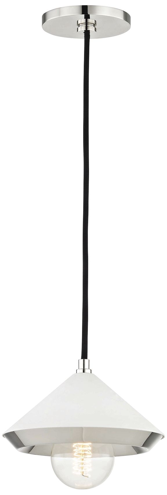 Mitzi Marnie 8"W Polished Nickel Mini Pendant w/ White Shade