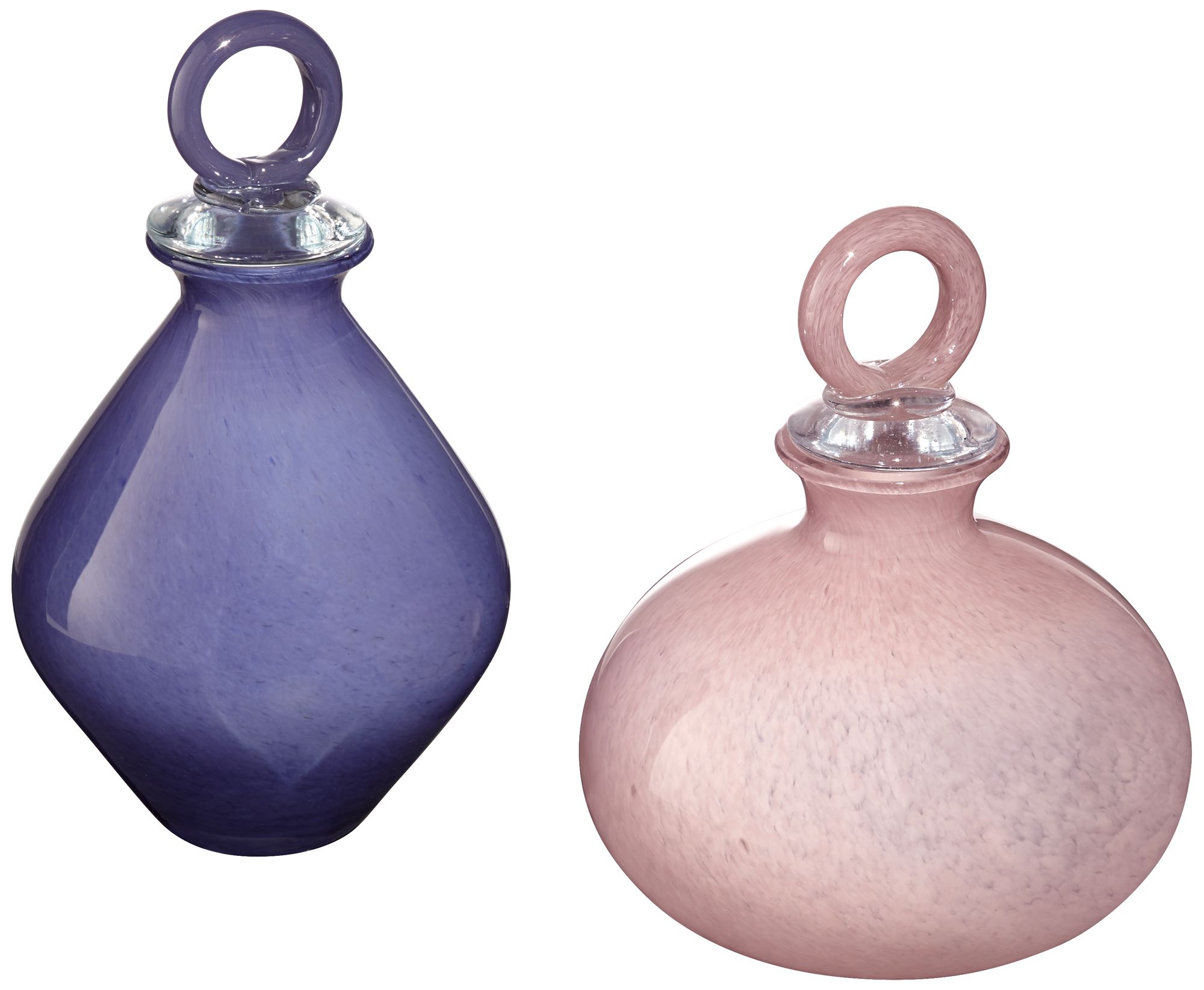 Merri Pink and Violet Glass Stopper Vase Set of 2