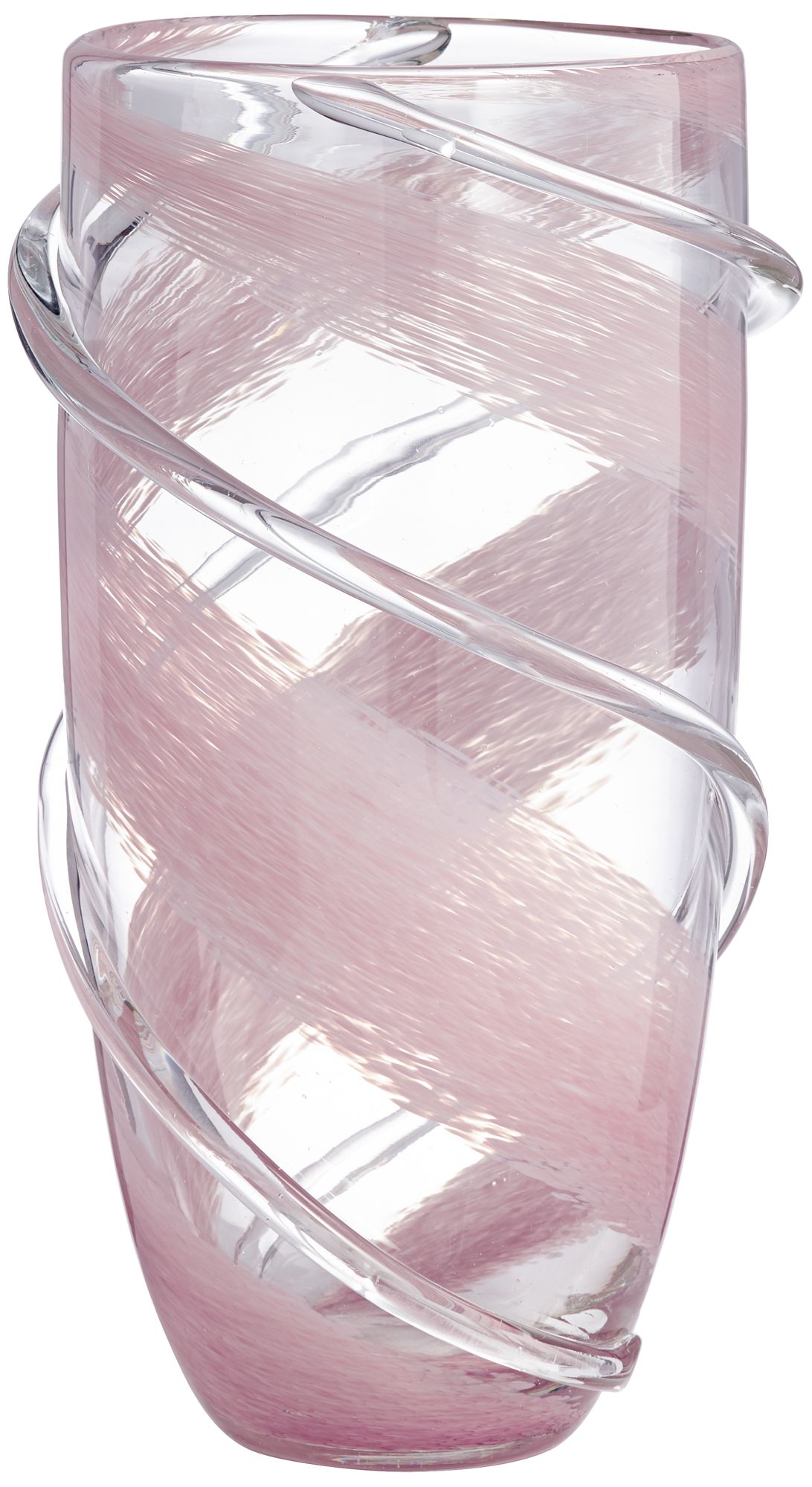 Nettie 11 3/4" High Pink Stripe Clear Glass Vase