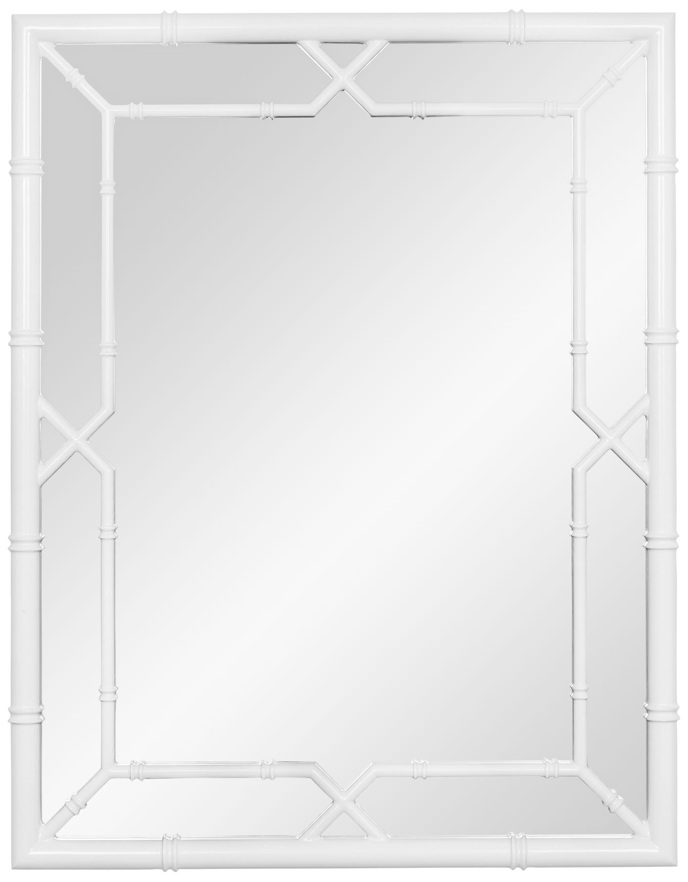 Elisa Glossy White 28 1/4" x 36" Bamboo Wall Mirror