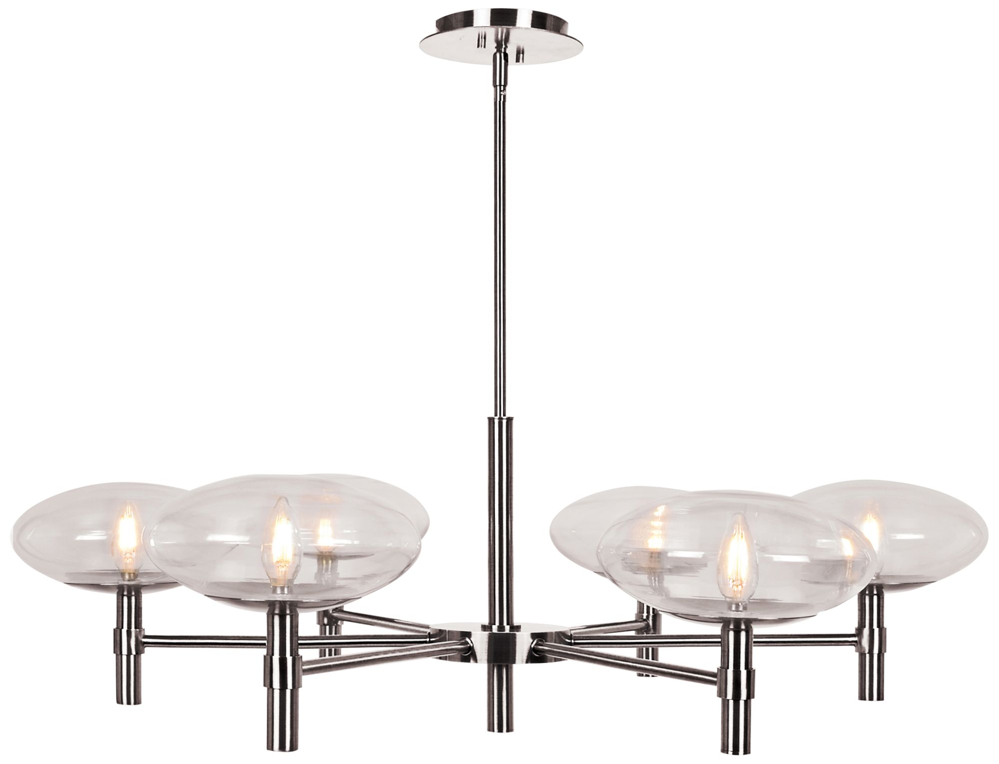 Grand 37 1/2" Wide Brushed Steel 6-Light LED Chandelier
