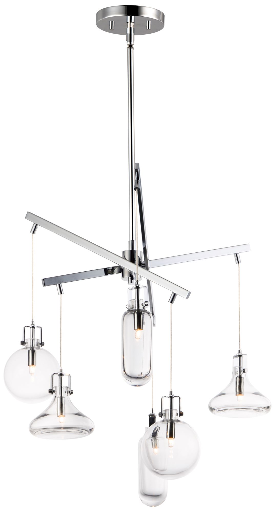 ET2 Kem 24 1/2" Wide Polished Chrome 6-Light Pendant Light