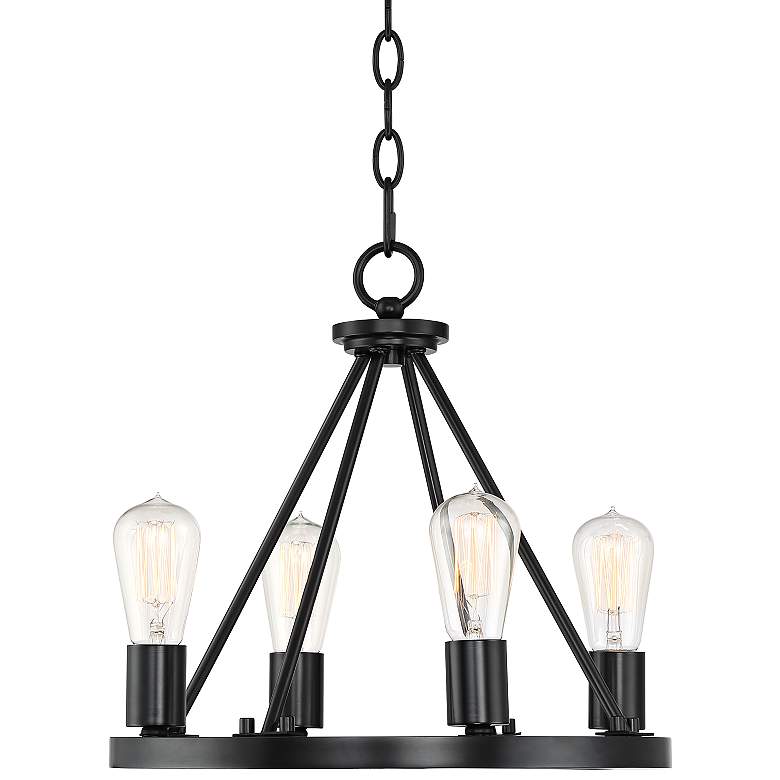 Image 2 Lacey 16" Wide Black 4-Light LED Round Chandelier