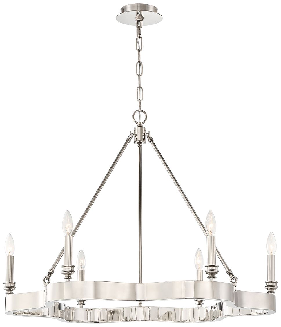 Eurofase Leyton 33 1/2"W Nickel Flowing 6-Light Chandelier