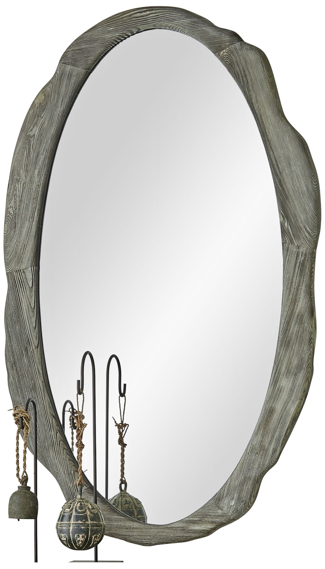 Sherwood Antique Gray 30" x 50" Oval Wall Mirror