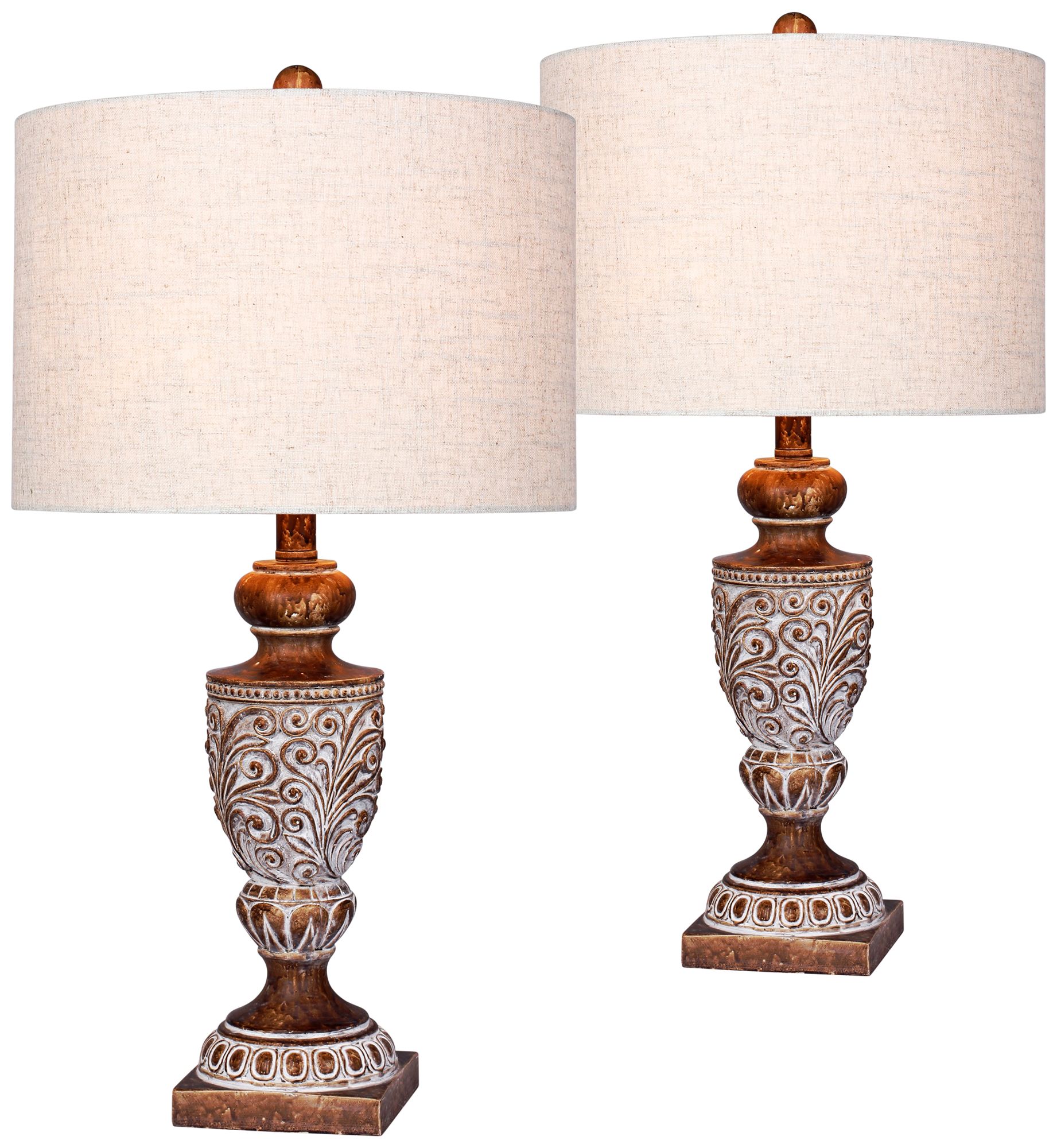 Mabel Antique Brown Urn Table Lamp Set of 2