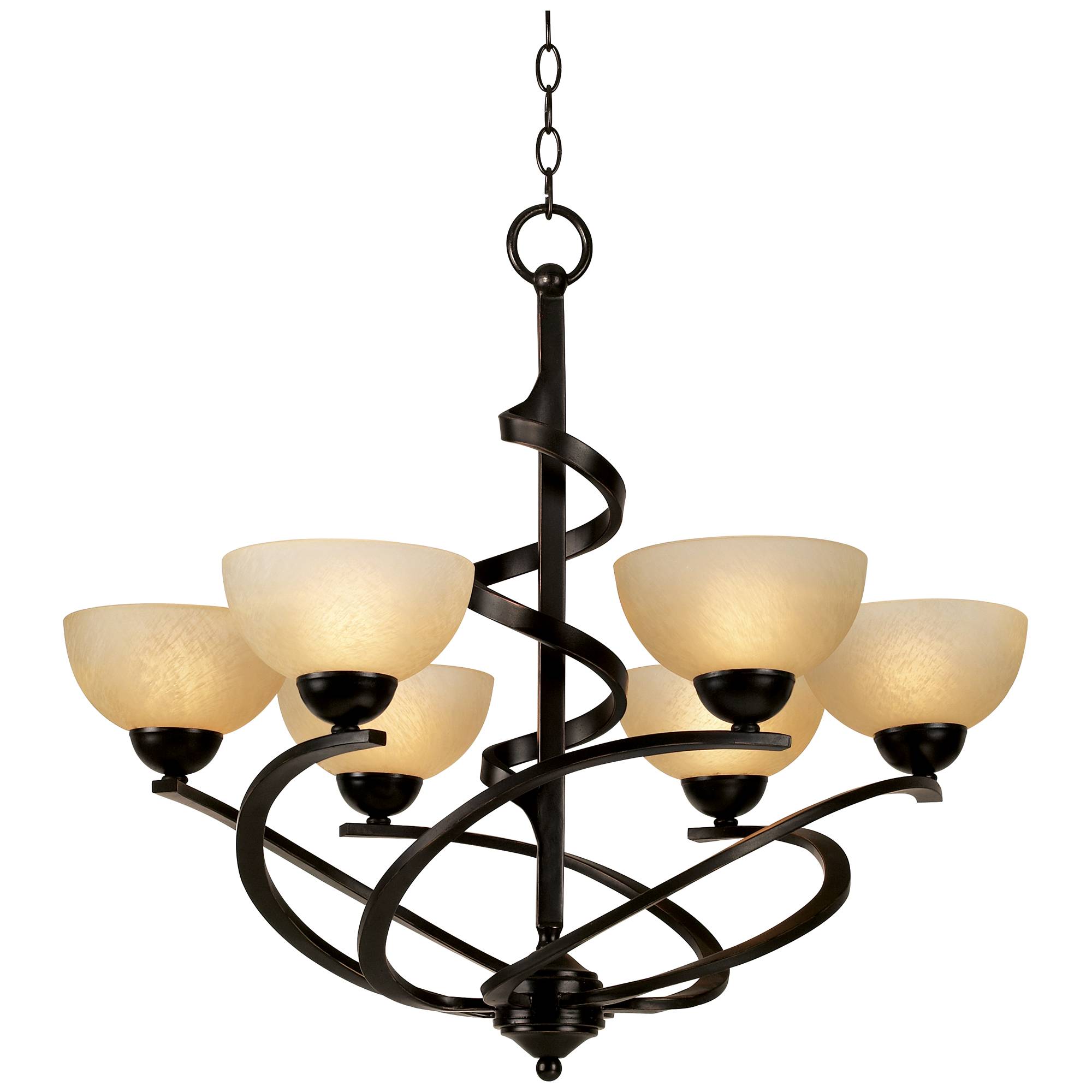 Franklin Iron Works 27 1 2"W Dark Mocha Ribbon Chandelier