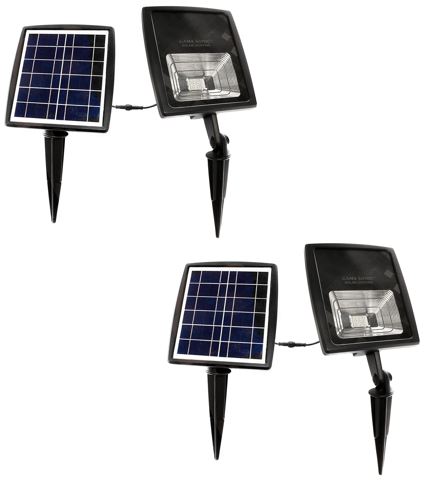Gama Sonic Caston 18"h Black 2700k Led Solar Flood Lights Set Of 2
