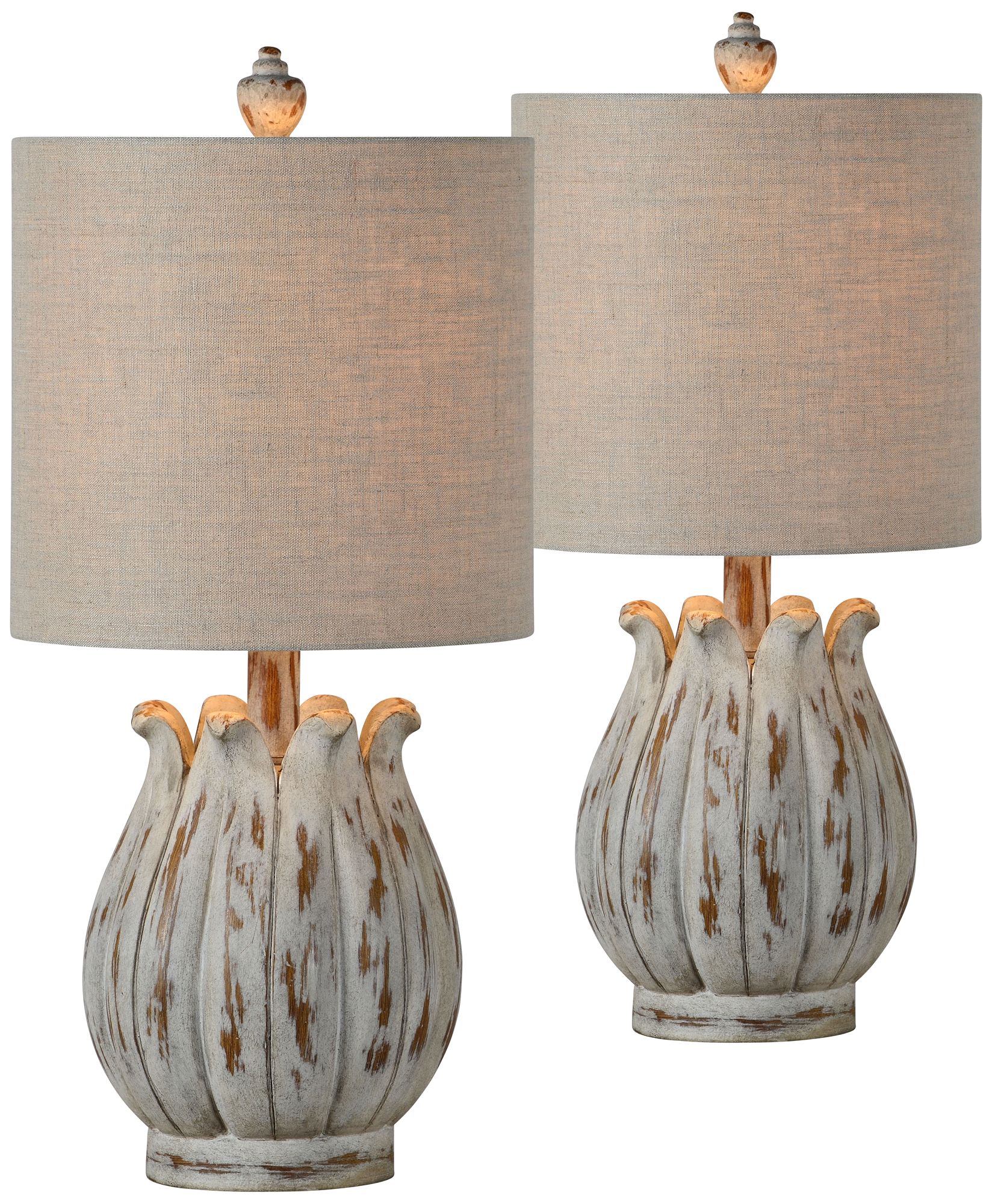 Forty West Linda Distressed Gray Accent Table Lamps Set of 2 486P0