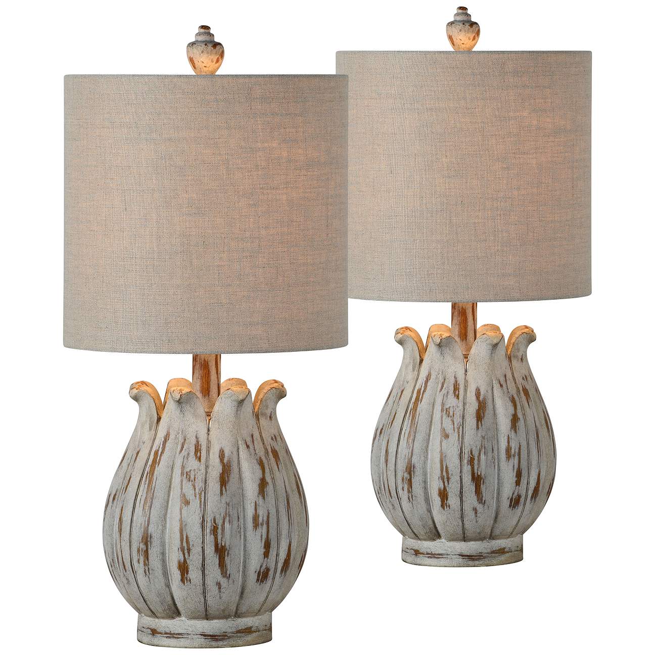 Forty West Linda Distressed Gray Accent Table Lamps Set of 2 - #486P0 ...