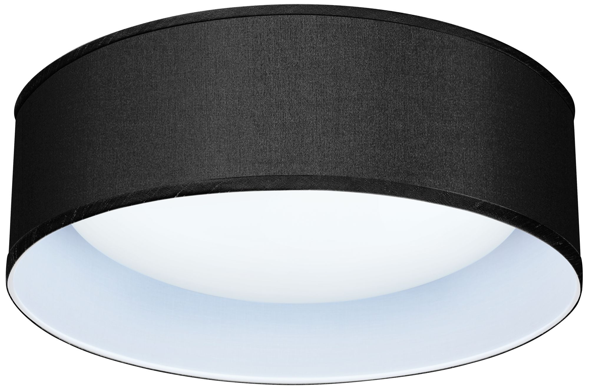 Eco-Star Black Faux Silk 14" Wide LED Circular White Ceiling Light