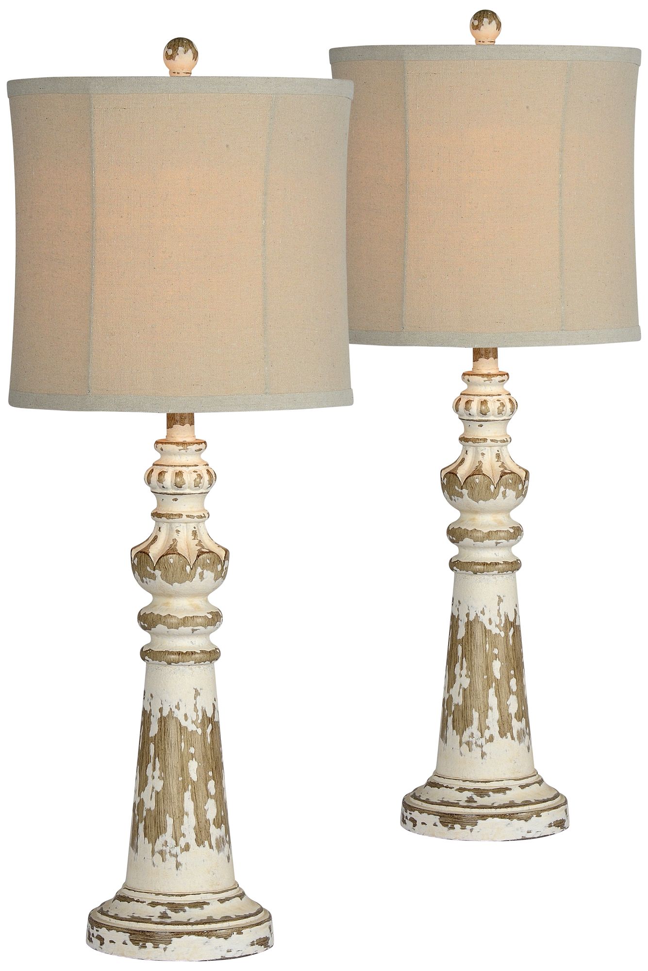 Forty West Merle Distressed White Table Lamps Set of 2 491P0 Lamps