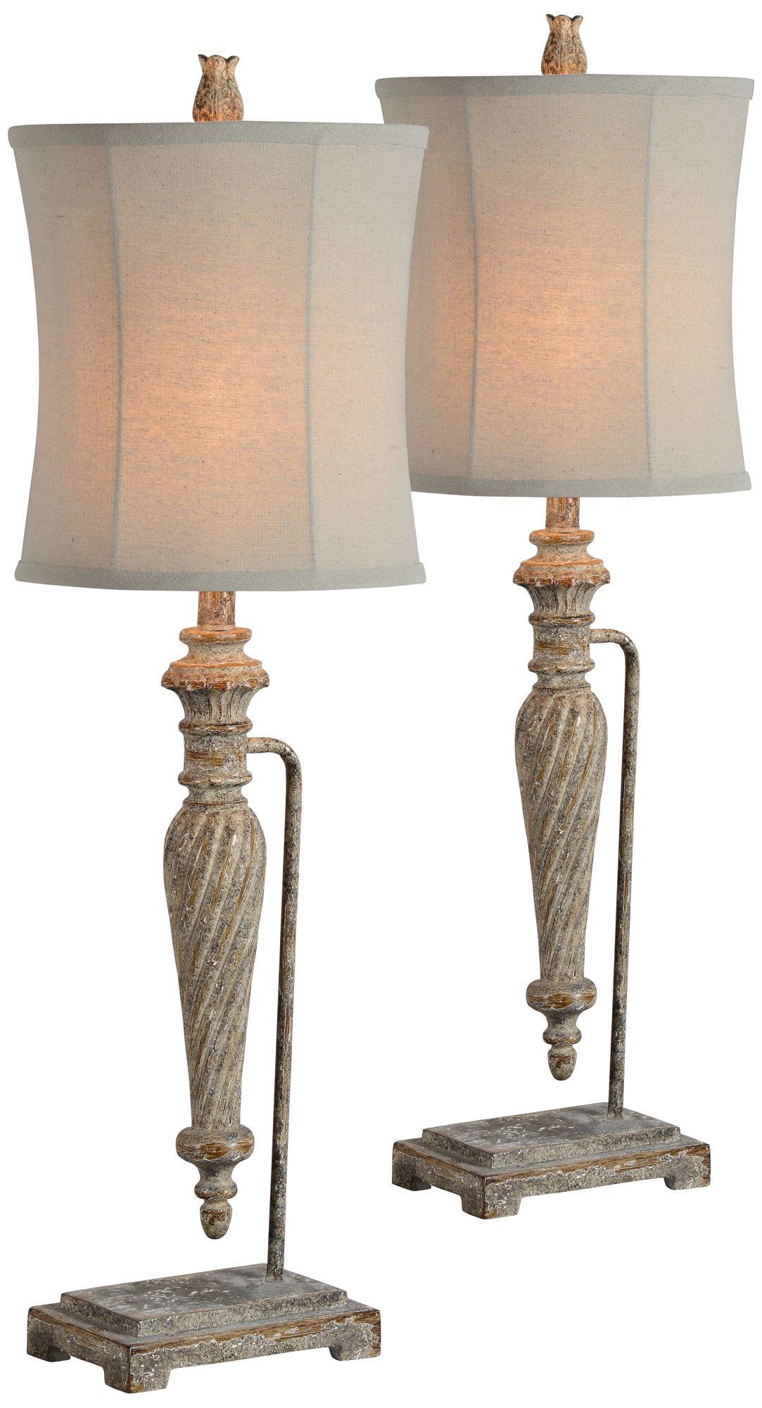 Celine Worn Brown with Cream Wash Table Lamps Set of 2