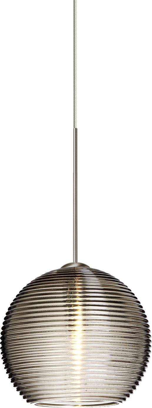 Besa Kristall 6" Wide Satin Nickel Smoke Glass Mini Pendant