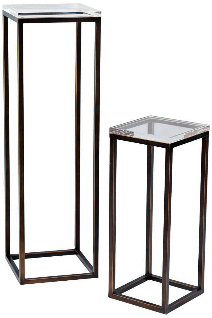Drake 25" and 40" Bronze Lucite Pedestal Tables