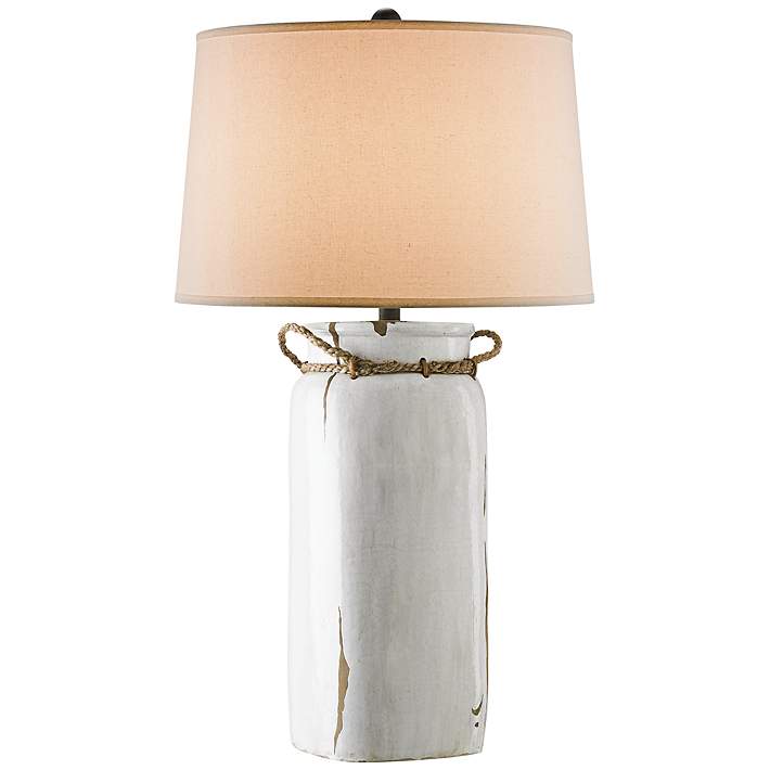 Sallaway Distressed White Table Lamp, Small White Distressed Table Lamp