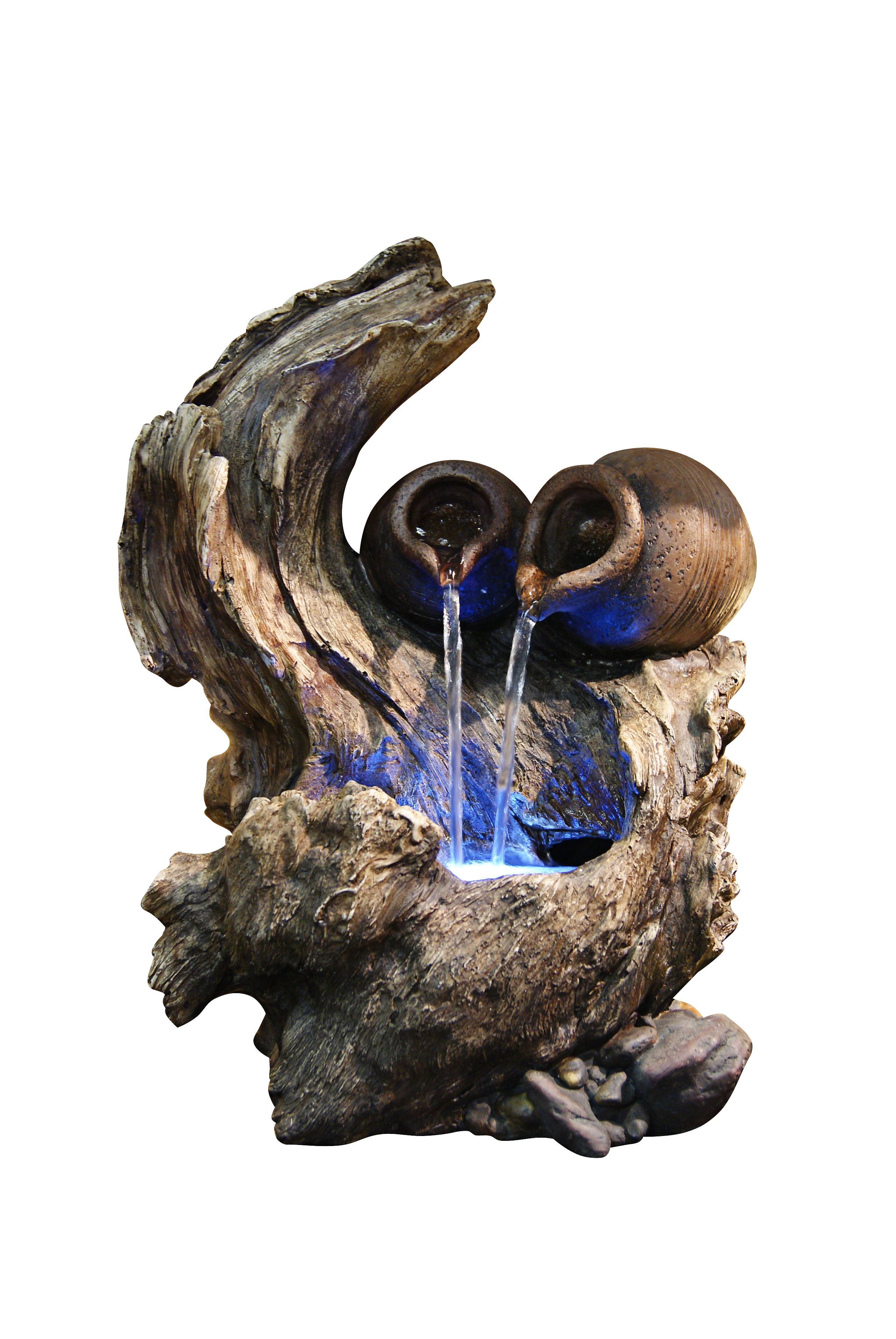 Cascading Pots 14" High Rustic Table Fountain with LED Light