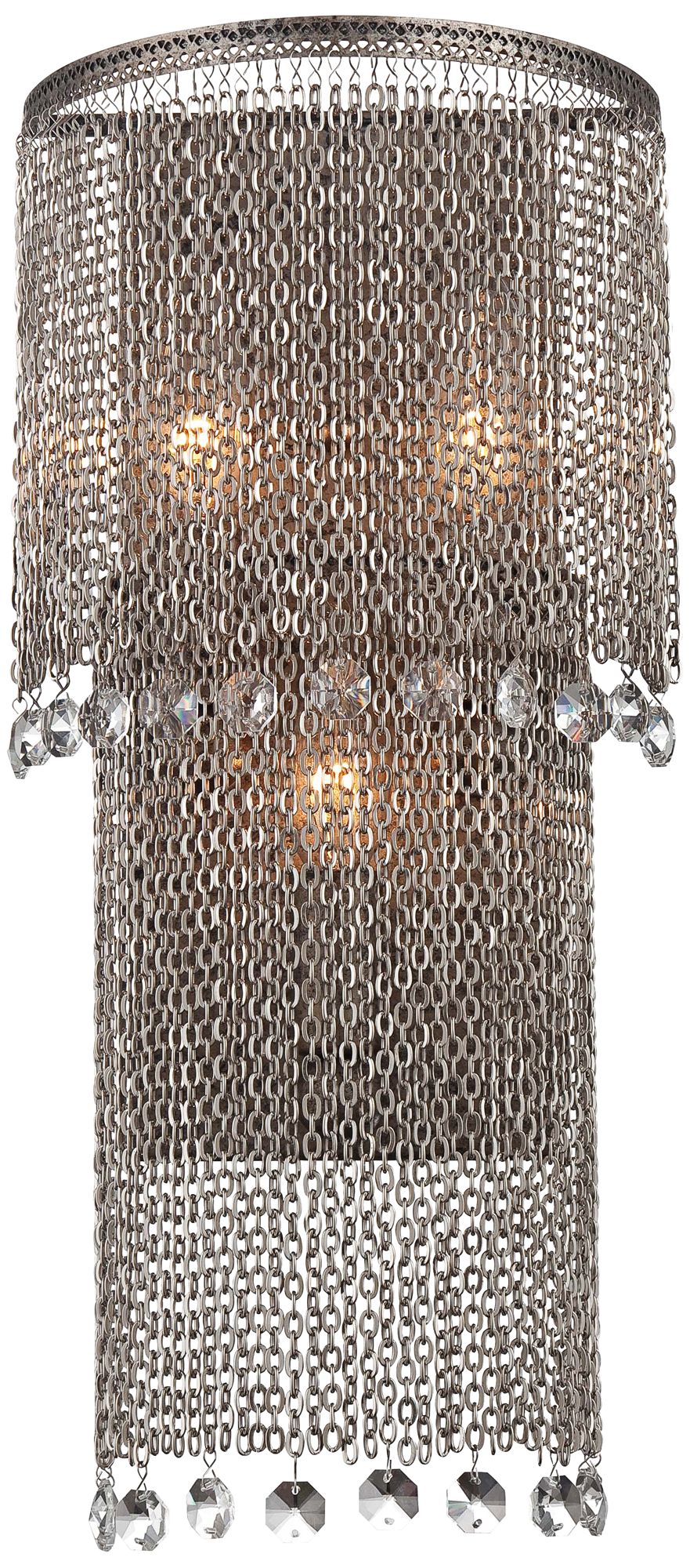 Shimmering Falls 13" High Antique Silver Wall Sconce