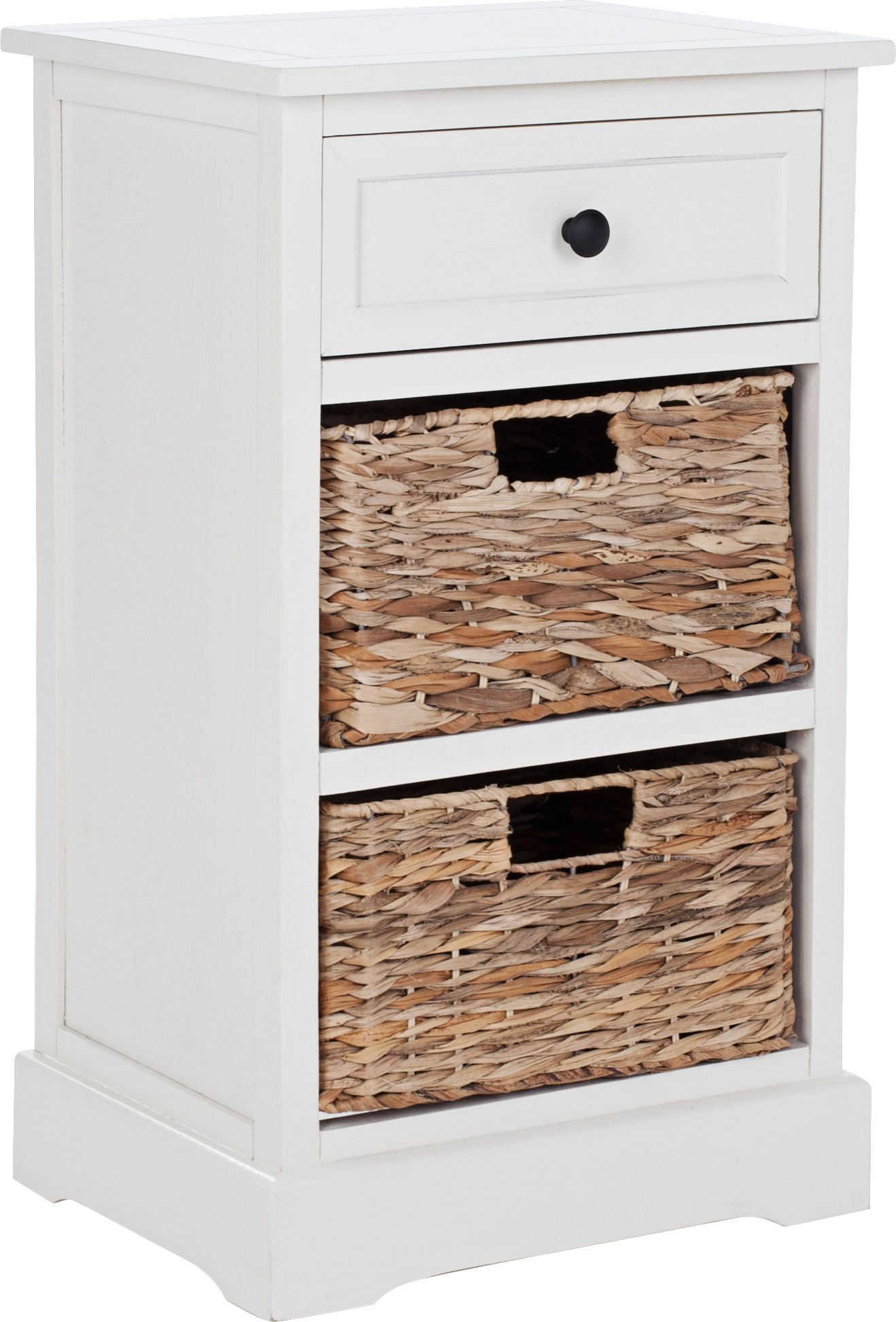 Reynolds 16" Wide Distressed Creme 1-Drawer Wood Side Table