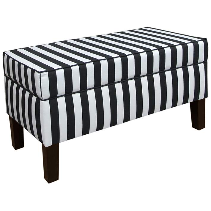 Canopy Stripe Black And White Storage, Black And White Striped Vanity Stool