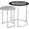 World Map 23 1/4" Chrome and Glass 2-Piece Nesting Tables