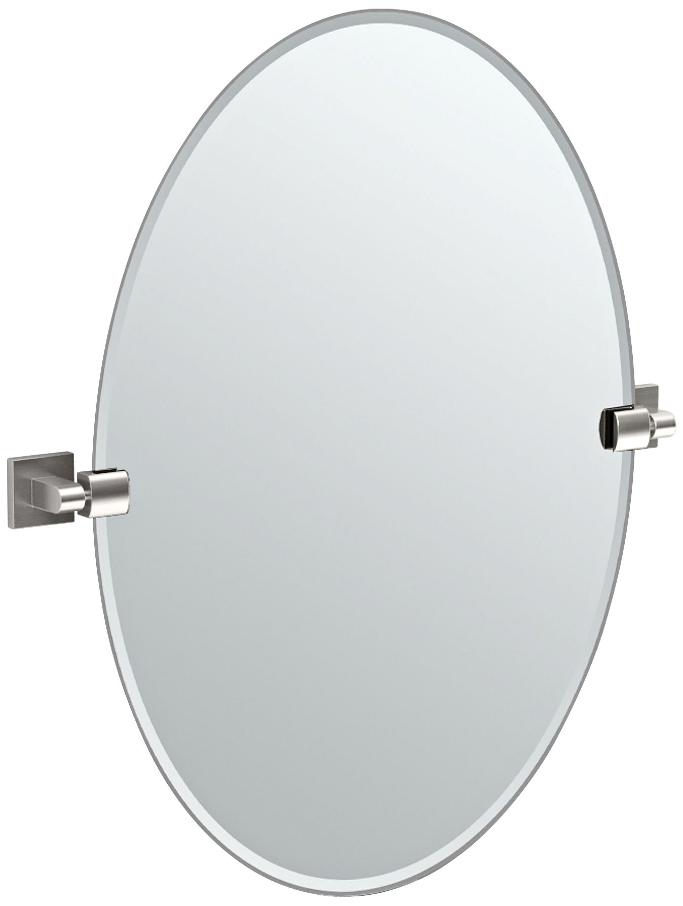 Gatco Elevate Satin Nickel 24" x 26 1/2" Oval Wall Mirror