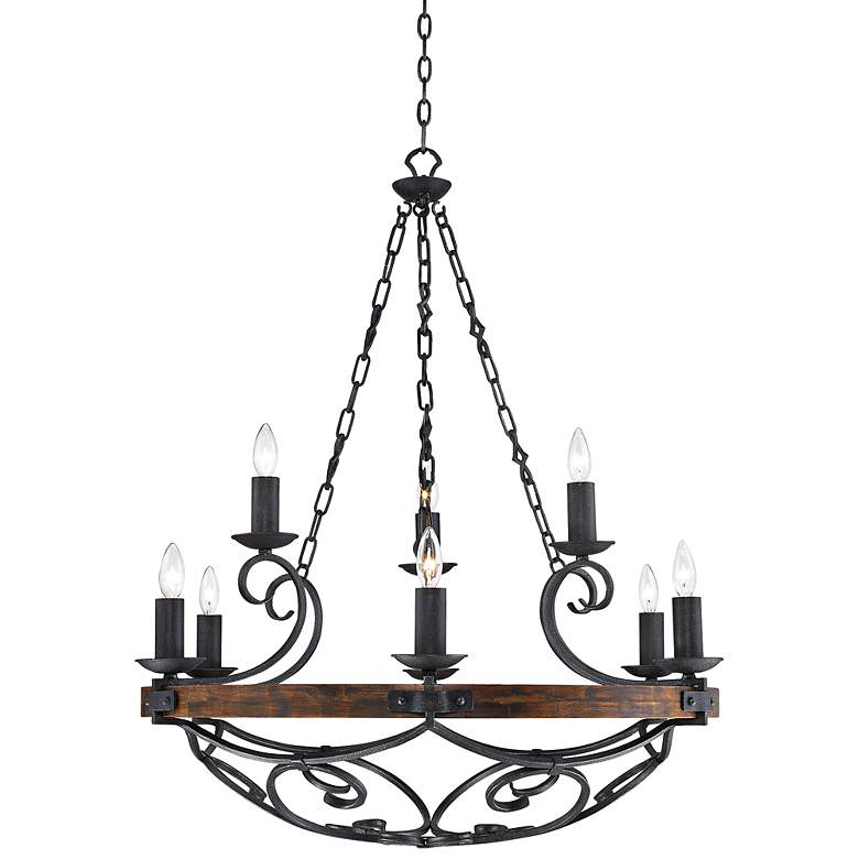 Madera 34 1/2&quot; Wide Black Iron Hand-Forged Chandelier