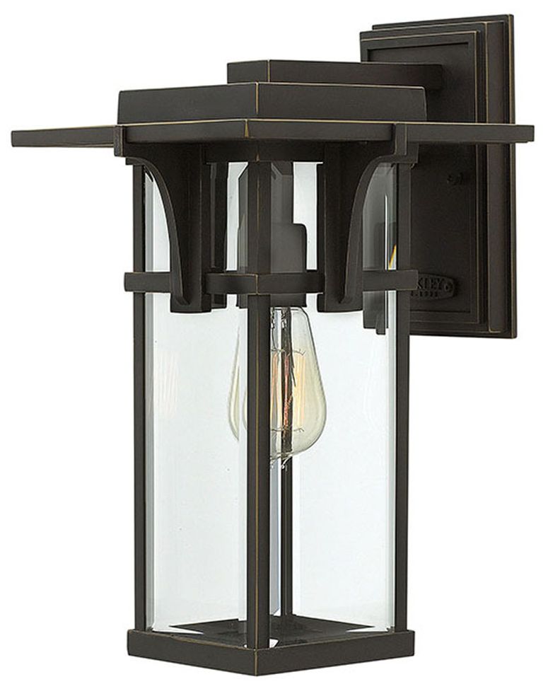 Manhattan Bronze 15" High Clear Glass Outdoor Wall Light