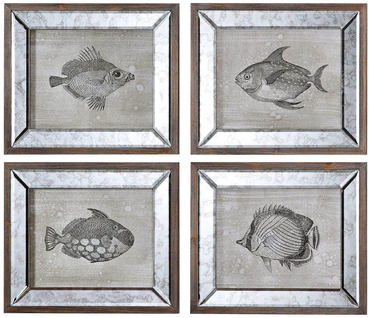 Uttermost Set of 4 Mirrored Fish 19" High Wall Art