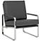 Allure Smoke Leather and Chrome Steel Accent Chair
