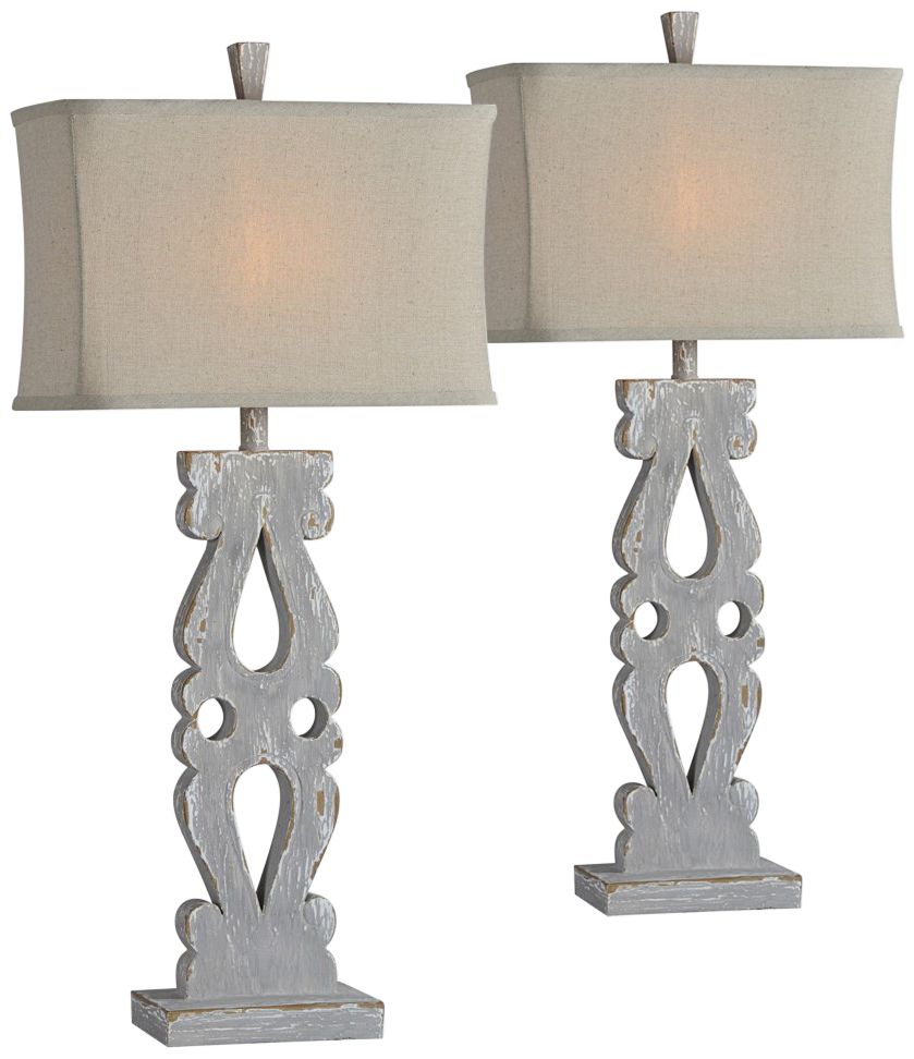 Forty West Lorelei Distressed Gray Table Lamps Set of 2 511P0