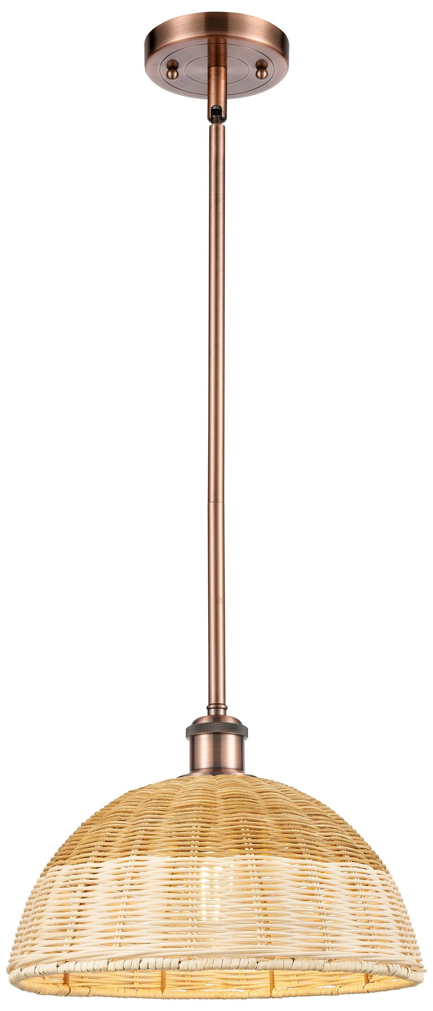 Innovations Lighting Ballston Bristol Natural Ii 12"w Antique Copper Stem Hung Mini Pendant In Gold