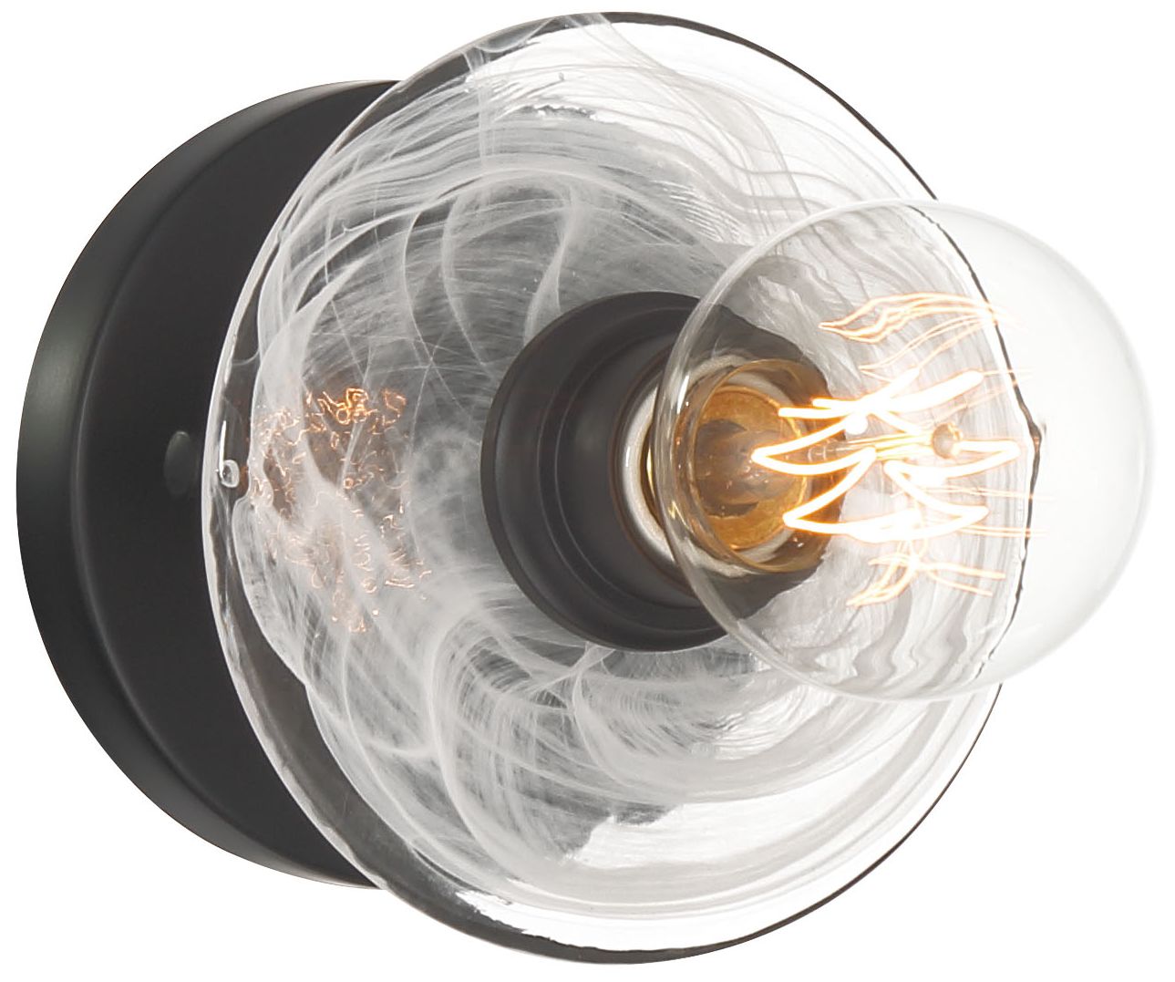 George Kovacs Vapors 1-light Black Vanity With Clear Alabaster Glass Shade