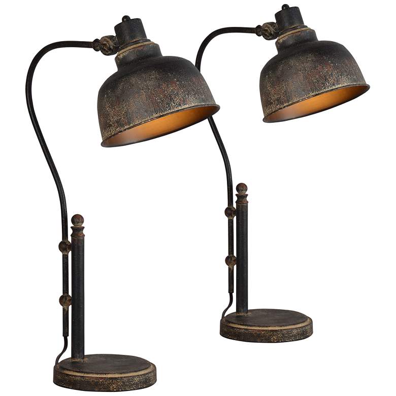 Image 1 Forty West Wade Distressed Black Desk Lamps Set of 2