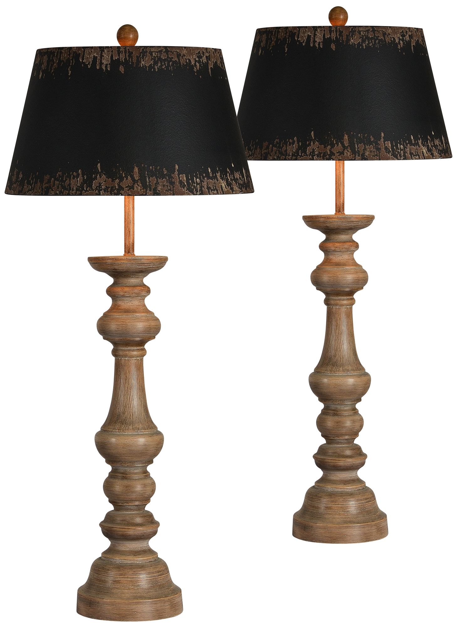 Forty West Waylon Distressed Brown Table Lamps Set of 2 514P0