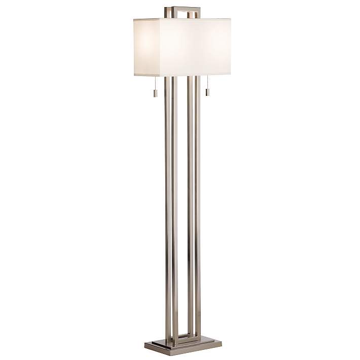 Double Tier Brushed Nickel Floor Lamp, Tiered Floor Lamp