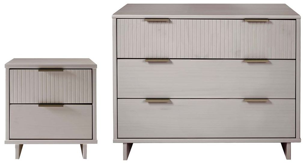 Manhattan Comfort 2-piece Granville Standard Dresser And Nightstand Set In Light Grey