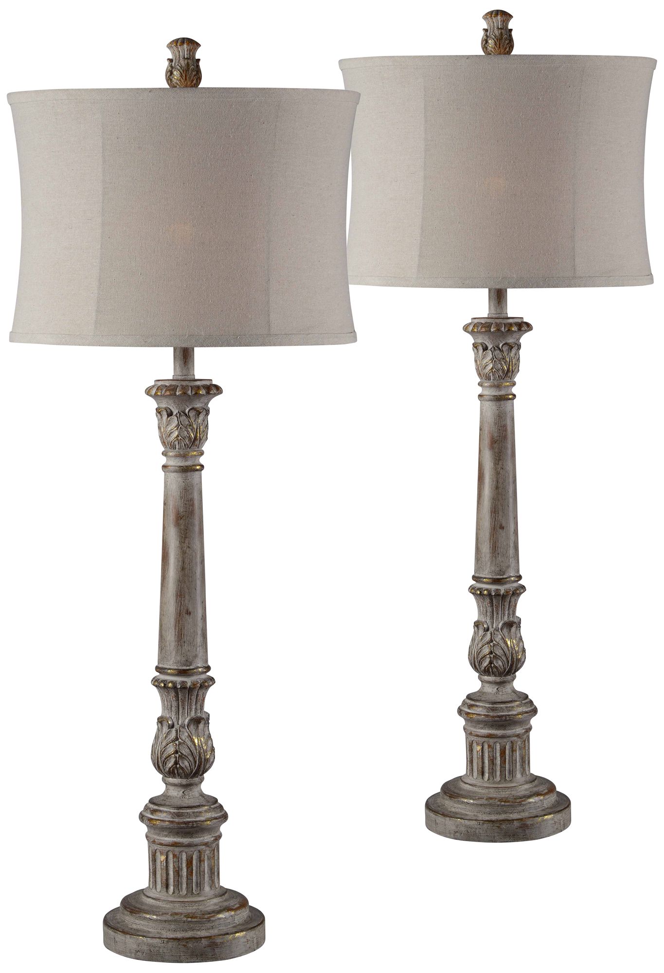 Victoria Distressed Gray w/ Gold Buffet Table Lamps Set of 2 519N0 Lamps Plus