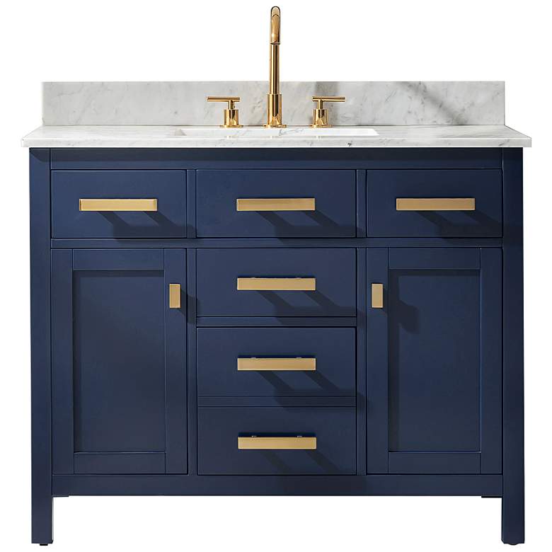 Valentino 42&quot; Wide 5-Drawer Blue Marble-Top Single Vanity