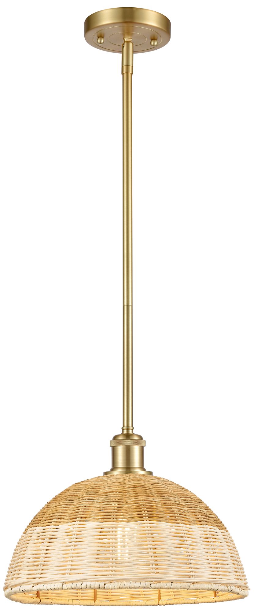 Innovations Lighting Ballston Bristol Natural Ii 12" Wide Satin Gold Stem Hung Mini Pendant