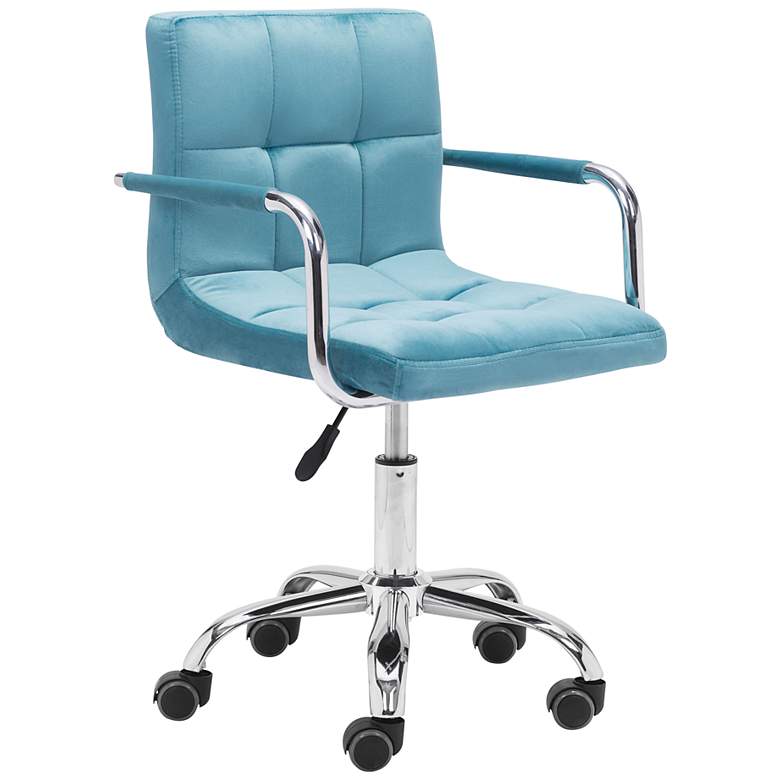 Zuo Kerry Blue Tufted Fabric Adjustable Swivel Office Chair