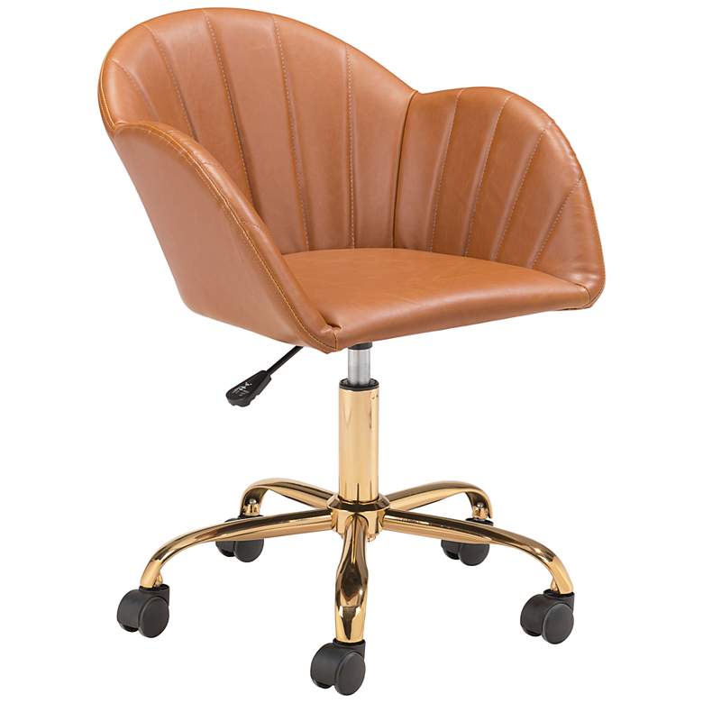 Zuo Sagart Tan Faux Leather Adjustable Swivel Office Chair