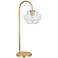 Horizon Brass Metal Arc Table Lamp with Clear Glass Shade