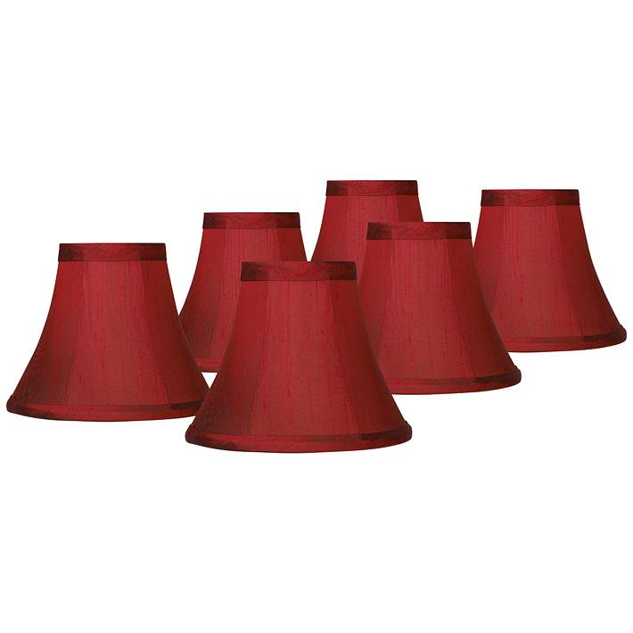 Deep Red Small Bell Clip Lamp Shades, Red Chandelier Lamp Shades Set Of 6