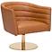 Zuo Justin Brown Faux Leather Tufted Swivel Accent Chair