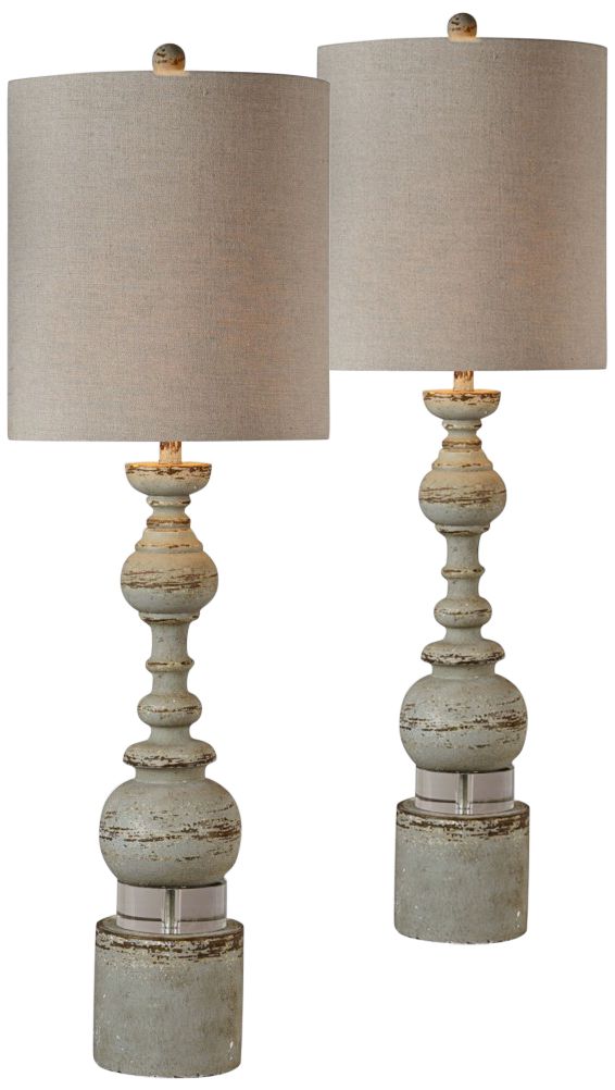 Elise 44" High Distressed Blue and Gray Buffet Table Lamps Set of 2