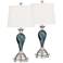 Arden Green-Blue Glass Twist Table Lamps With 7" Round Risers